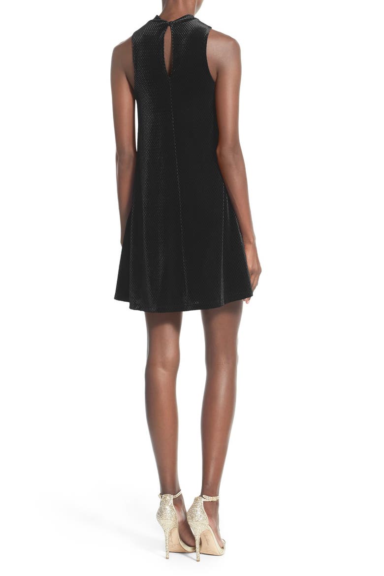 Mock Neck Velvet Shift Dress, Alternate, color, BLACK