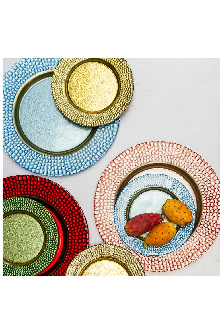 Pelli Glass Charger Plate, Alternate, color, BLUE