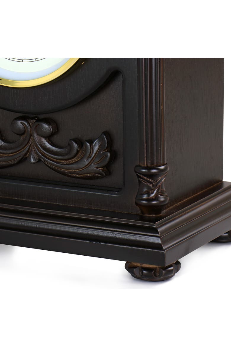 Chocolate Wood Mantel Clock with Chimes, Alternate, color, Chocolate