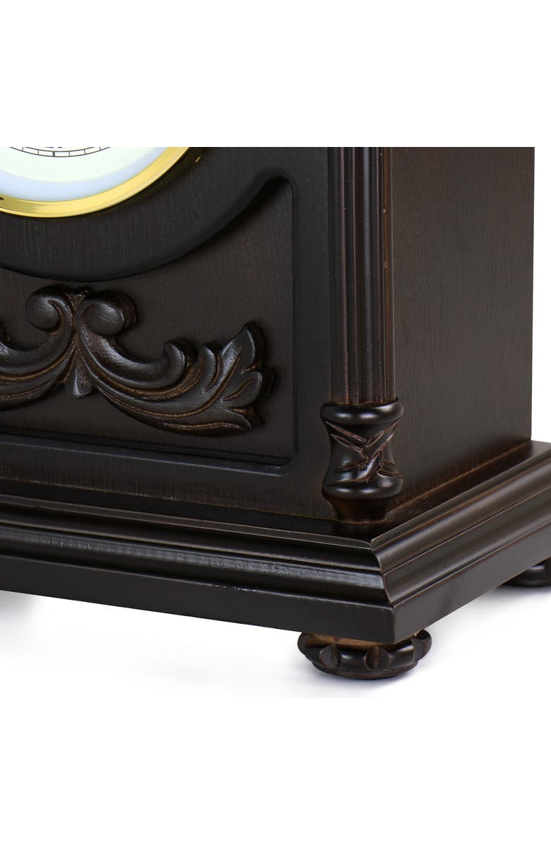 Bedford Clock Collection Chocolate Wood Mantel Clock with Chimes, Alternate, color, Chocolate
