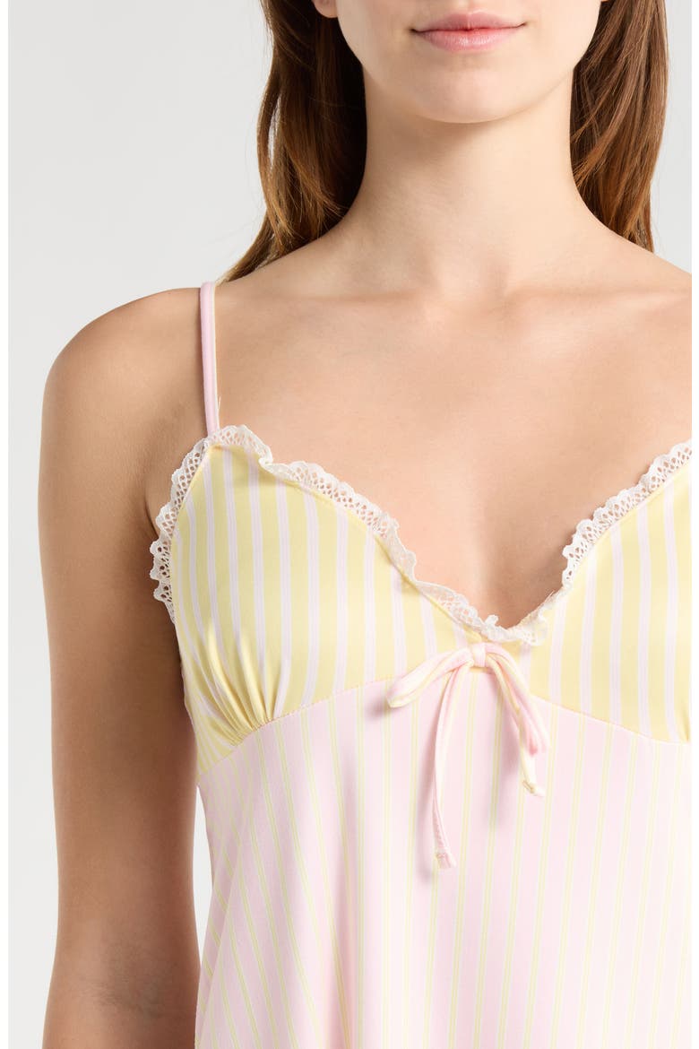 Eyelet Trim Chemise, Alternate, color, LEMON PINK