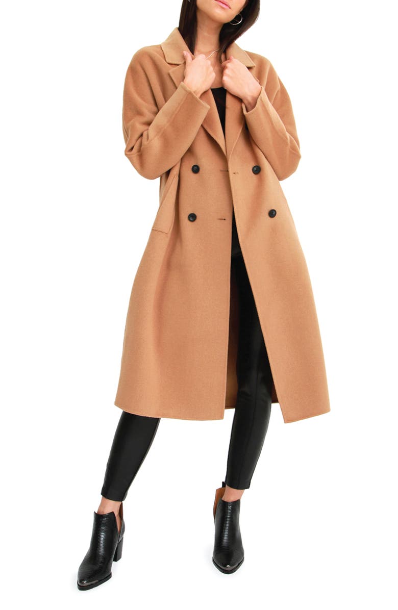 Belle & Bloom Boss Girl Double Breasted Wool Coat, Alternate, color, Camel
