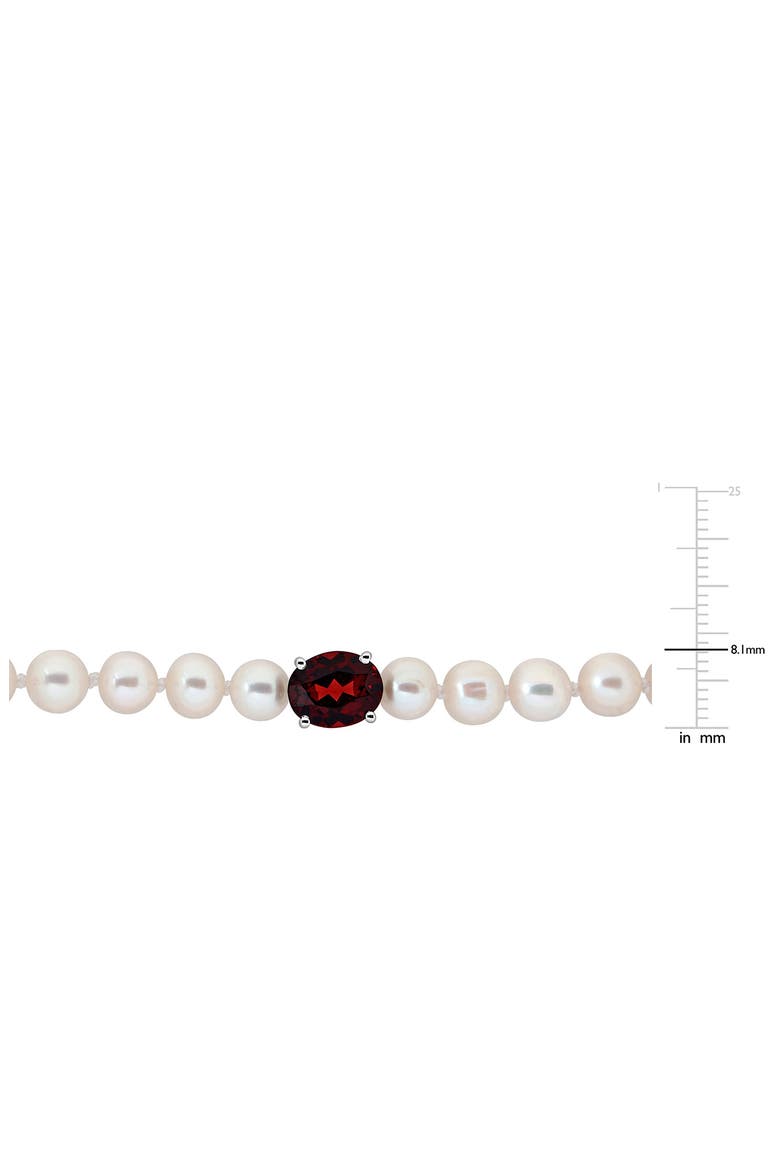 Garnet & Freshwater Pearl Strand Necklace, Alternate, color, WHITE GOLD
