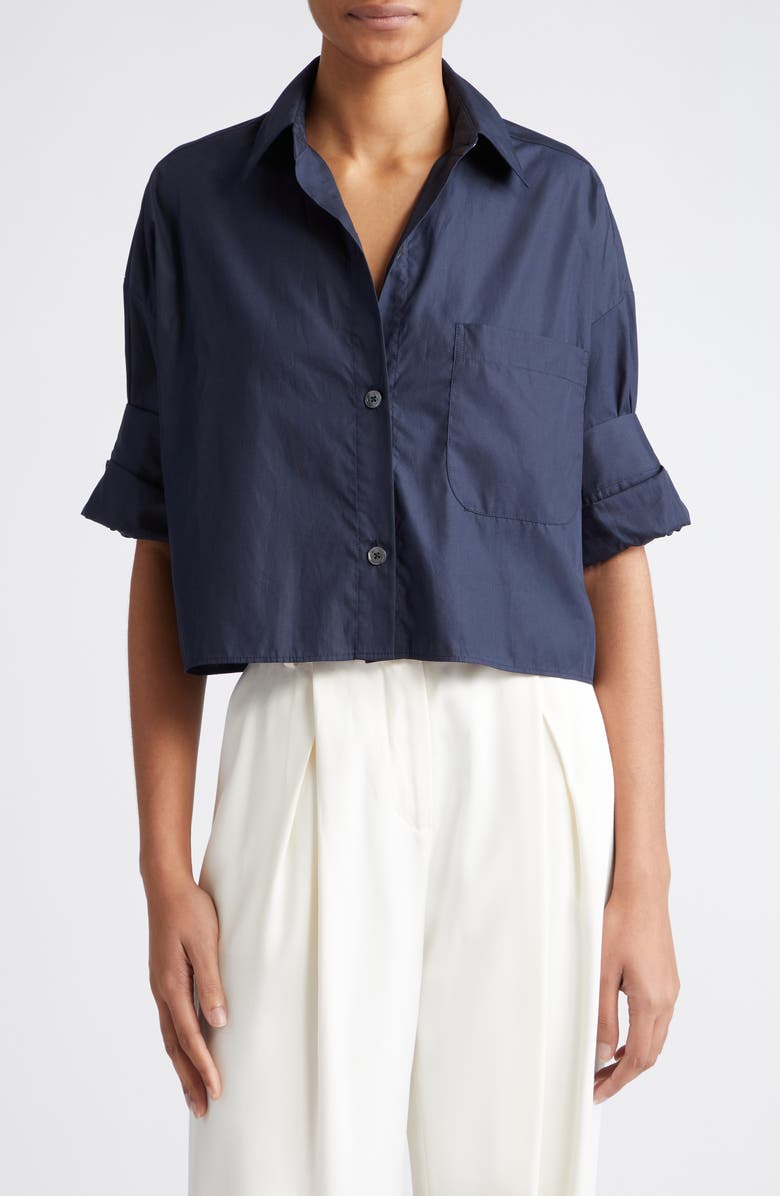 TWP Next Ex Crop Cotton Button-Up Shirt, Main, color,