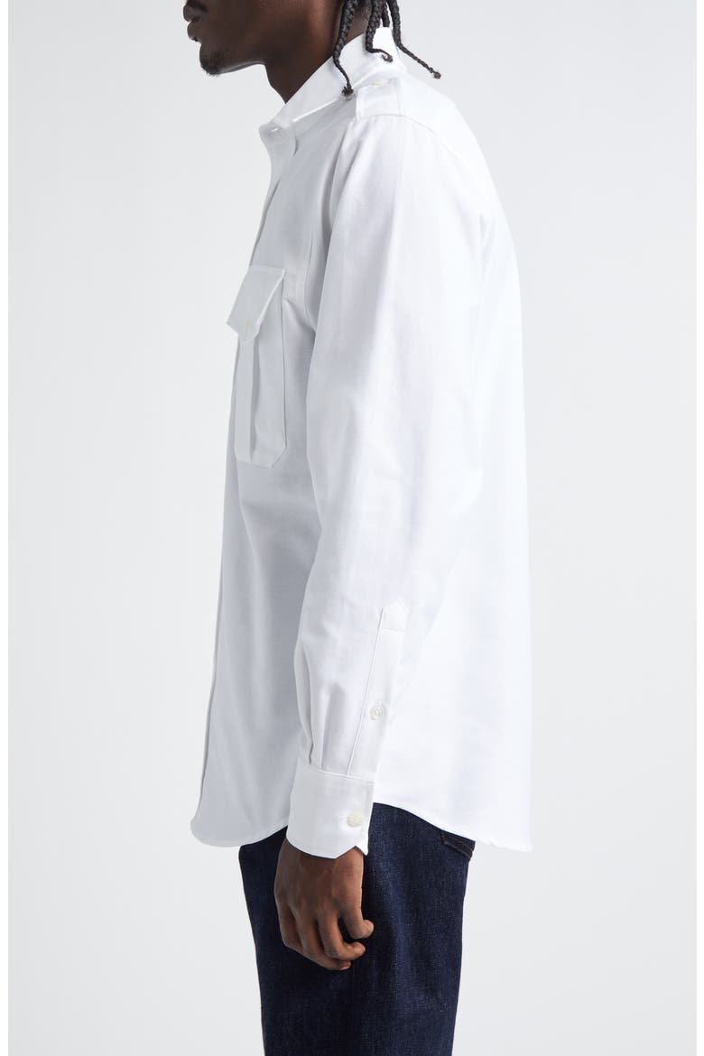 Epaulet Cotton Oxford Button-Up Shirt, Alternate, color, WHITE