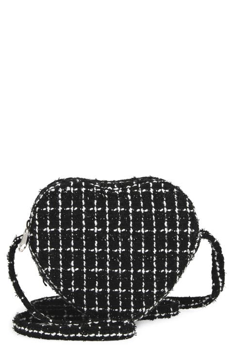 Kids' Heart Tweed Crossbody Bag