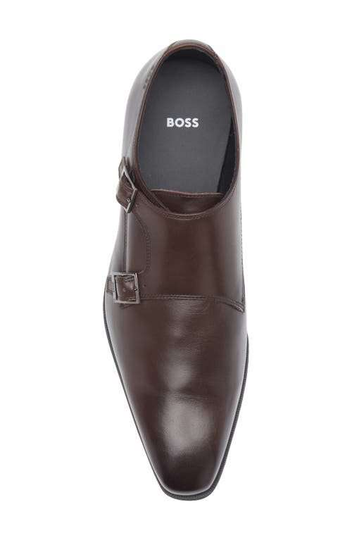 Hugo Boss Boss Theon Double Monk Loafer In Dark Brown
