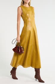 Ulla Johnson Juliette Eyelet Leather Midi Dress