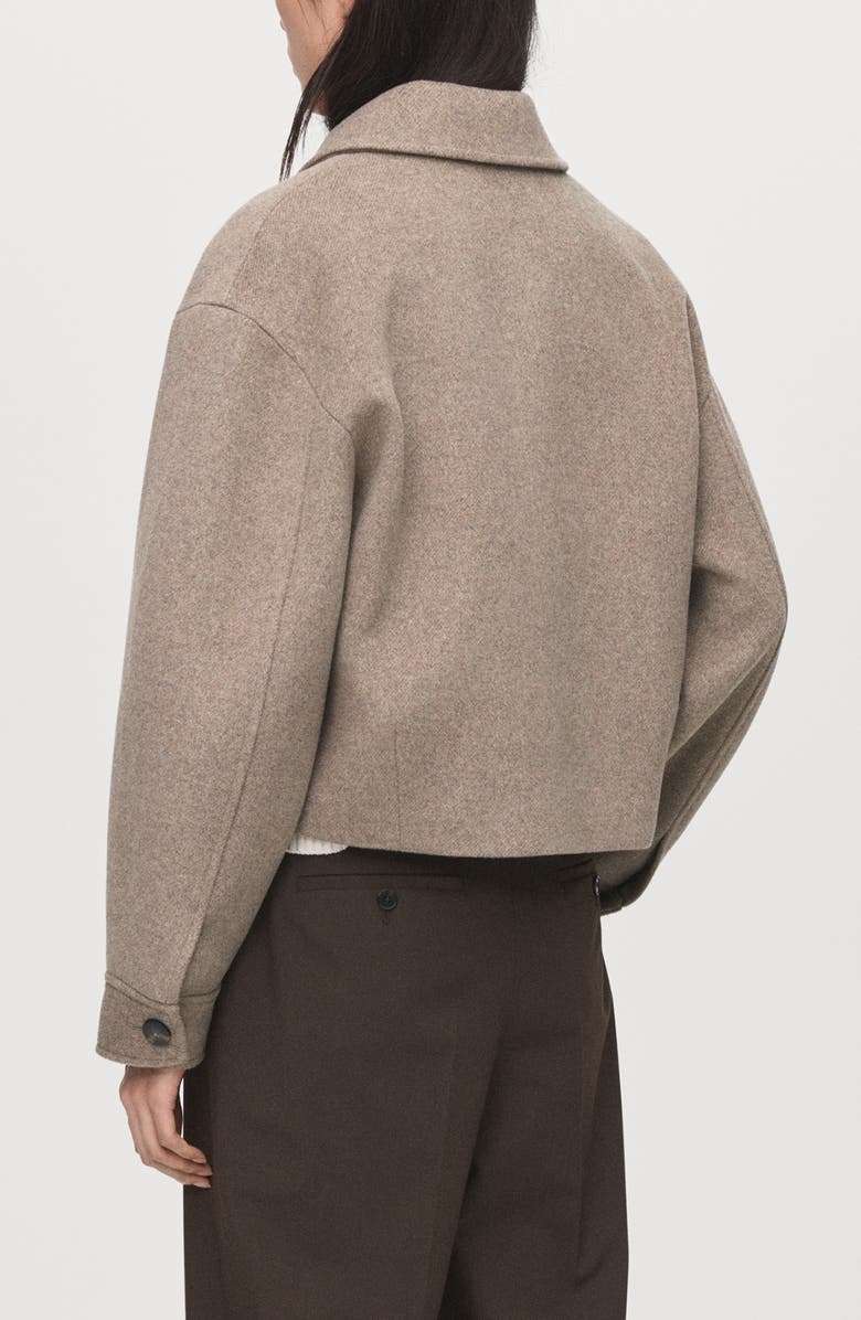 MANGO Wool Blend Crop Jacket, Alternate, color, Sand
