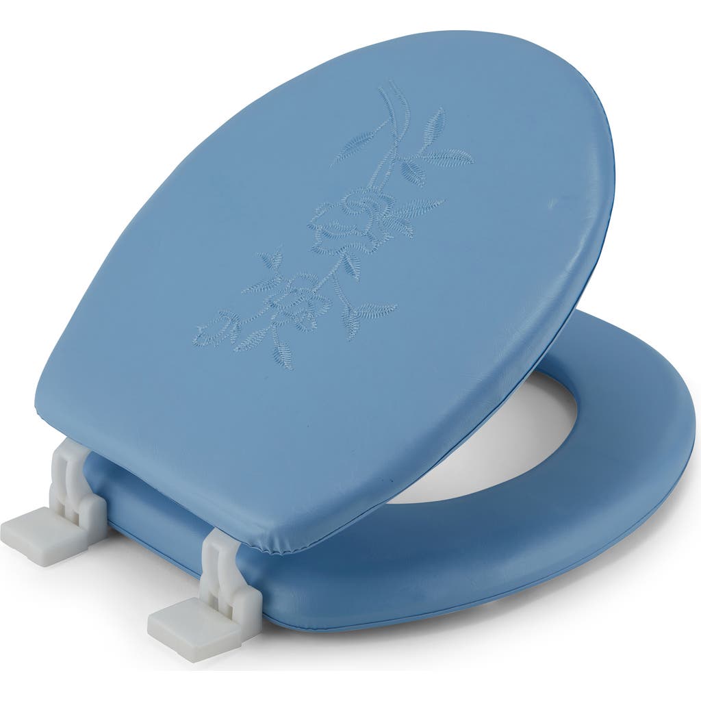 J&v Textiles J And V Textiles Embroidered Padded Soft Round Toilet Seat In Blue