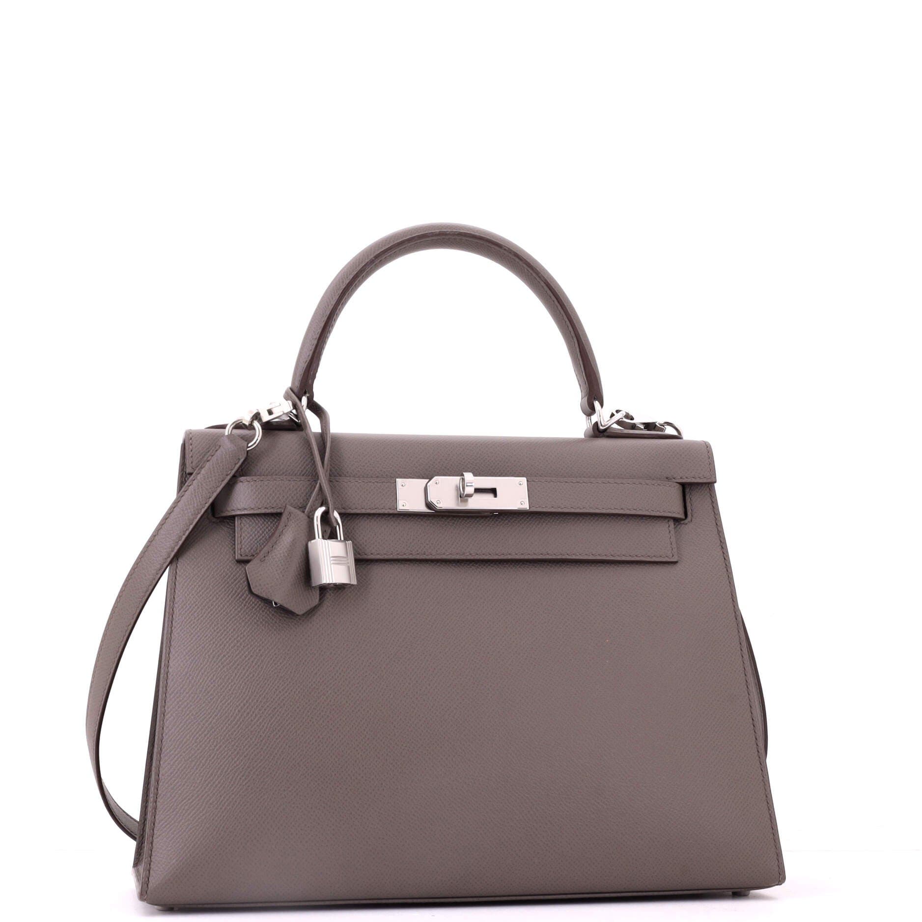Kelly Handbag Grey Epsom with Palladium Hardware 28, Alternate, color, Grey