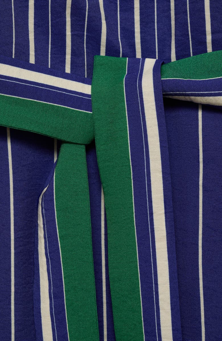 MANGO Stripe Tie Waist Jumpsuit, Alternate, color, Blue