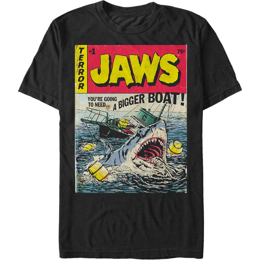 Men's Jaws Retro Comic Book Shark  Graphic T-Shirt in Black  product