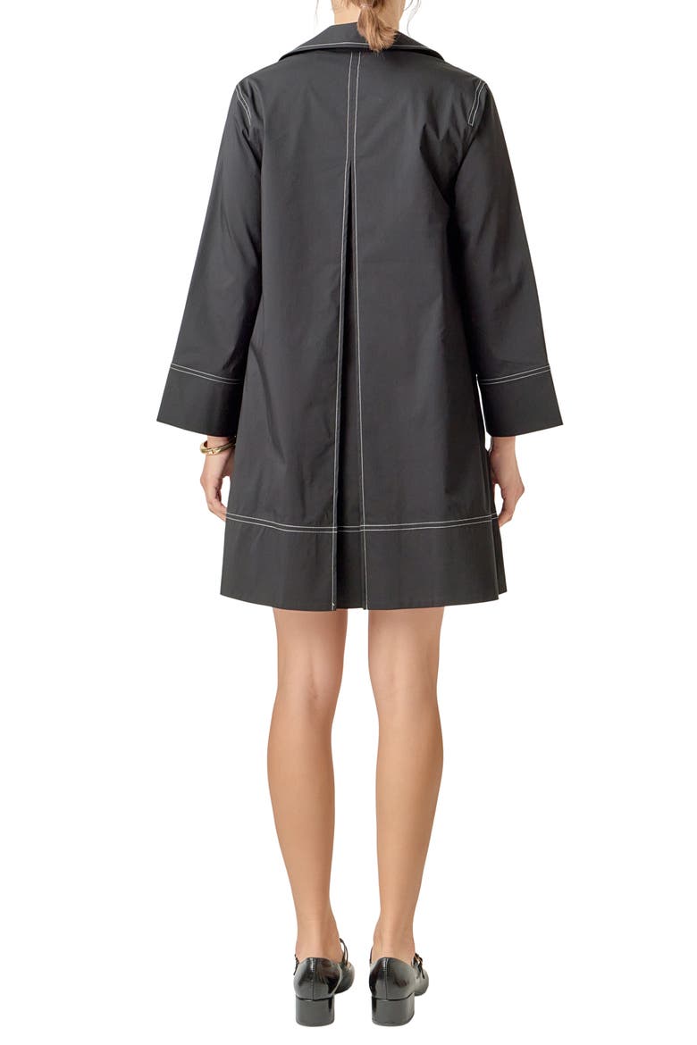 Contrast Stitch Cotton Blend Mini Shirtdress, Alternate, color, BLACK
