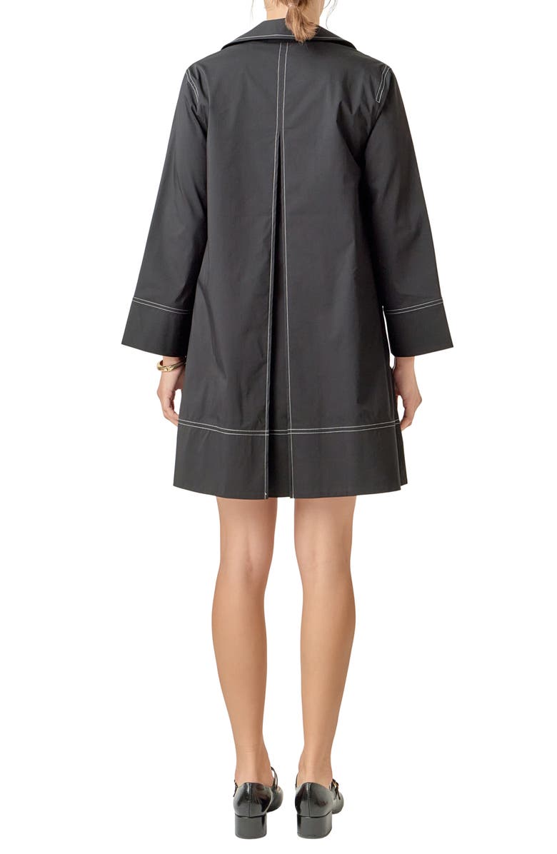 English Factory Contrast Stitch Cotton Blend Mini Shirtdress, Alternate, color, Black