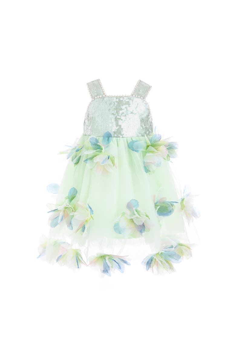 Sylvienne Sequin Floral Tulle Dress, Main, color, Mint