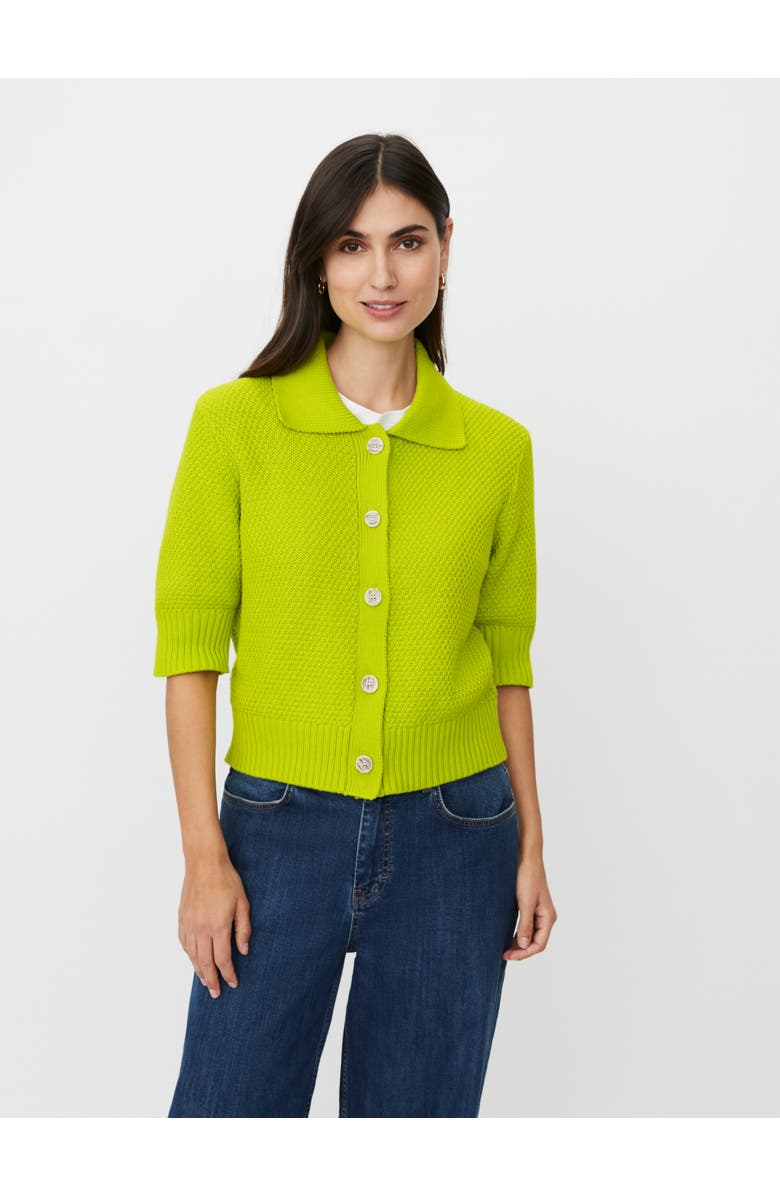 Masai Copenhagen MaLiva Cropped Short Sleeve Cardigan, Main, color, B Chartreuse
