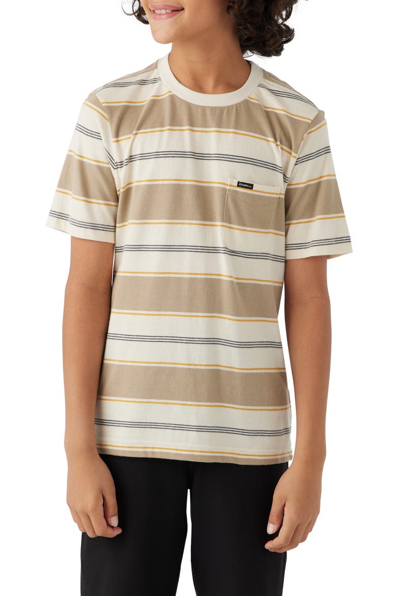 Kids' Bolder Stripe Pocket T-Shirt, Main, color, CREAM
