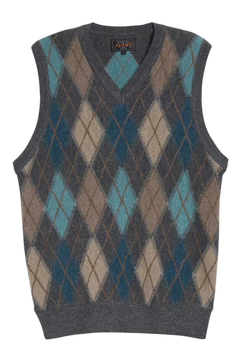 Argyle Intarsia Alpaca Sweater Vest, Alternate, color, GREY
