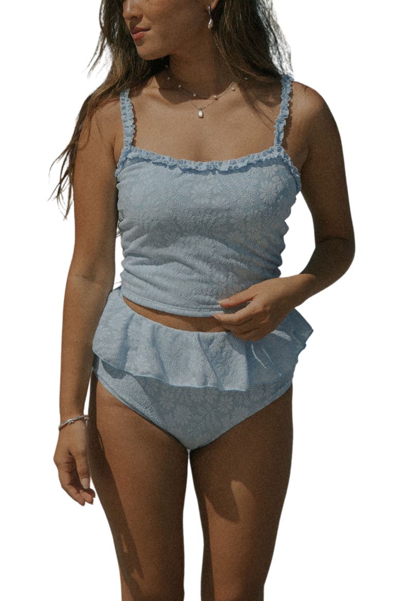 Azure Top Scoop Neck Tankini Top, Main, color, Light Blue Floral