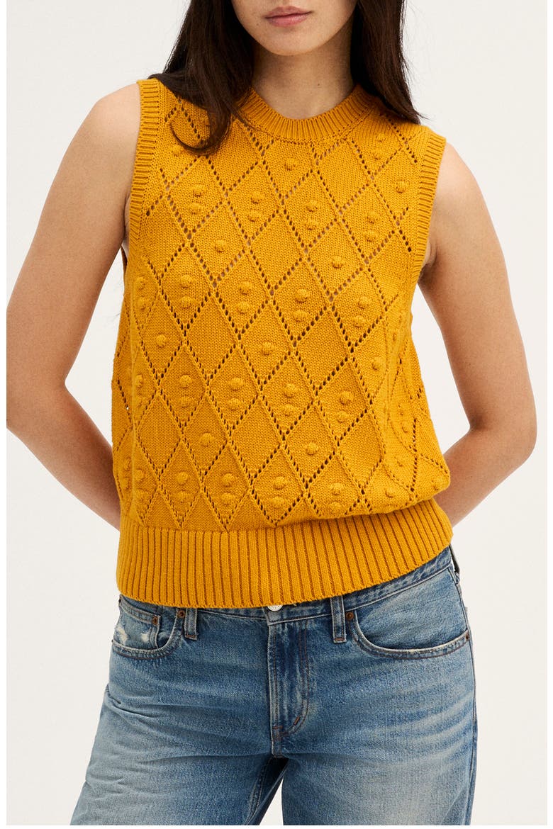 Zendaya Cotton Sweater Vest, Main, color, GOLDEN SAFFRON