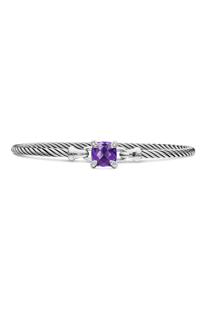 Chatelaine® Bracelet in Sterling Silver with Semiprecious Stones and Diamonds, 3mm, Main, color, AMETHYST
