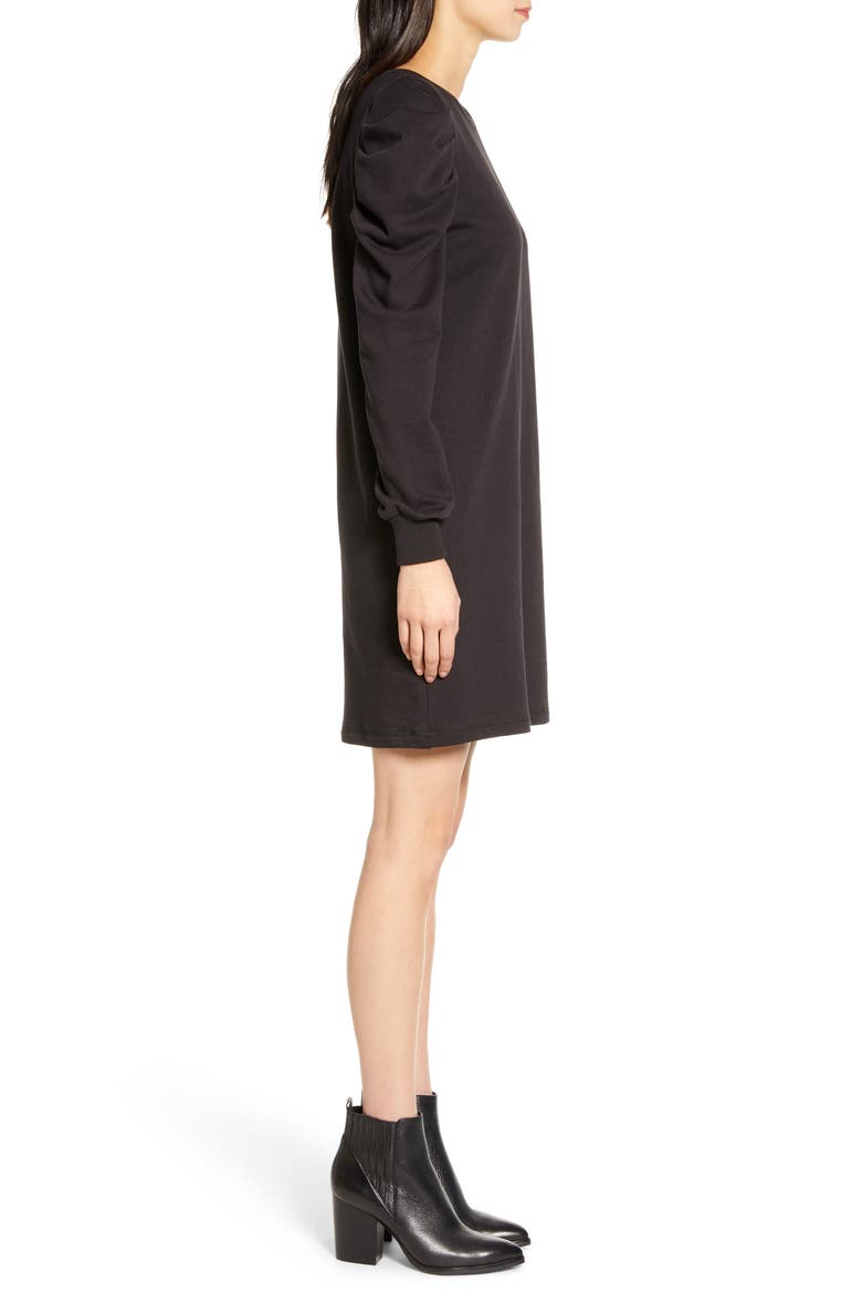 Janine Long Sleeve Shift Dress, Alternate, color, BLACK