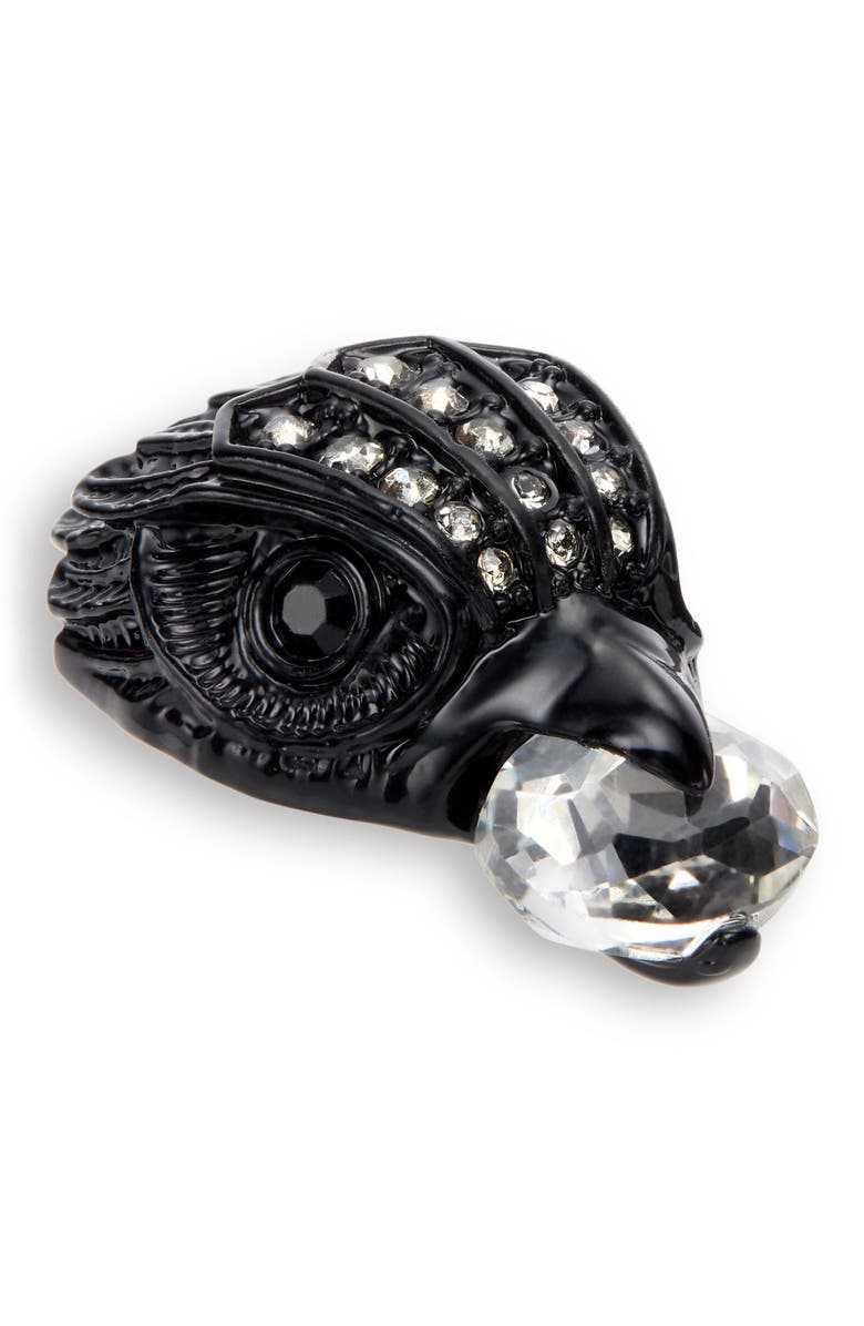 Kurt Geiger London Pavé Crystal Eagle Head Stud Earrings, Alternate, color, Black