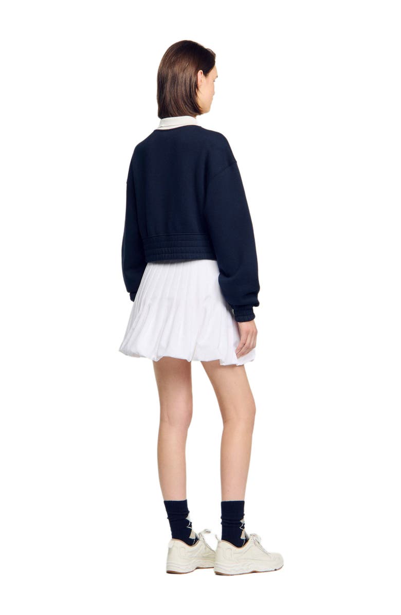 SANDRO Cropped two-tone sweatshirt, Alternate, color, Deep Blu