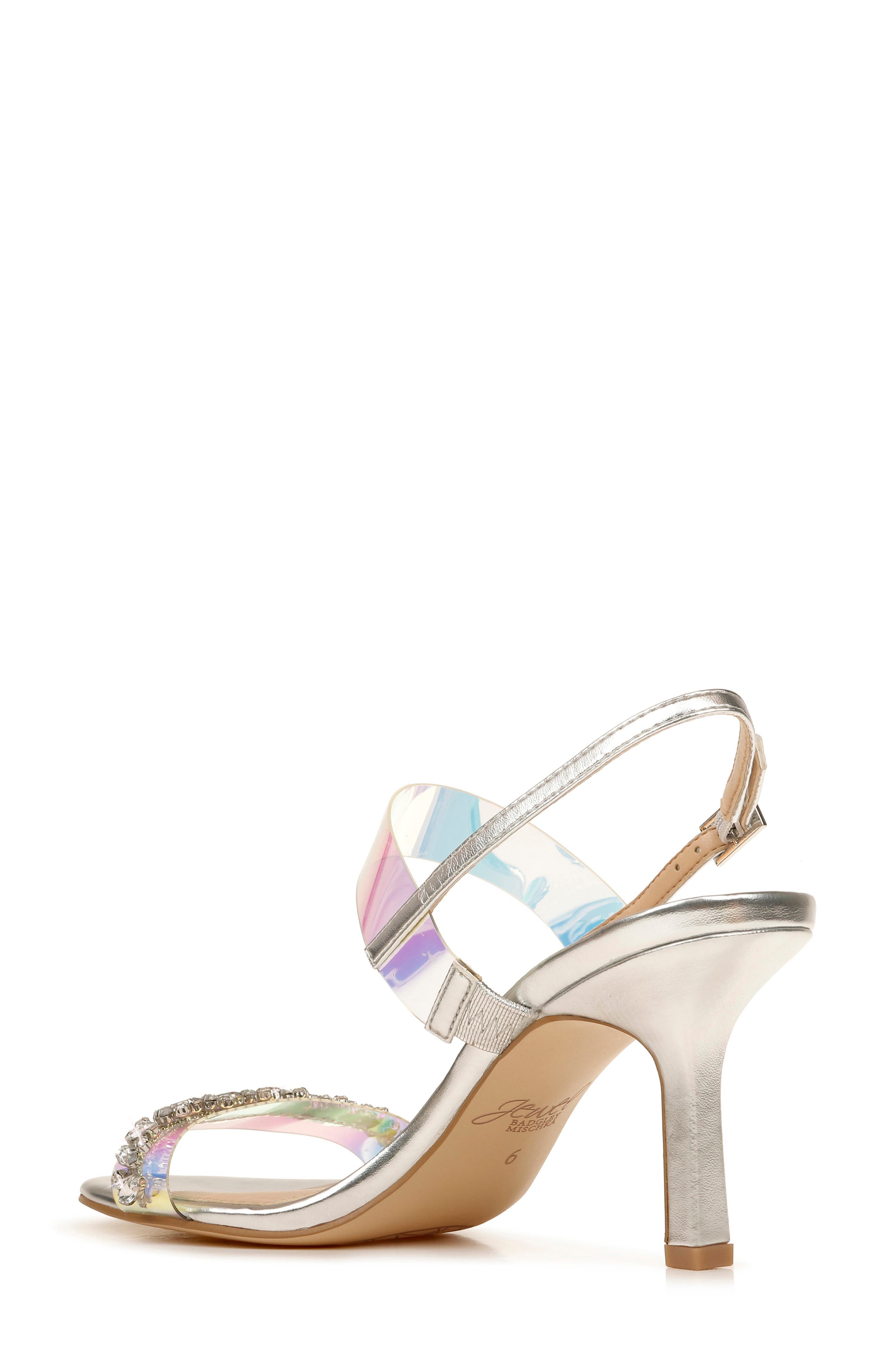 Fairwell Crystal Clear Strap Sandal, Alternate, color, SILVER FAUX LEATHER
