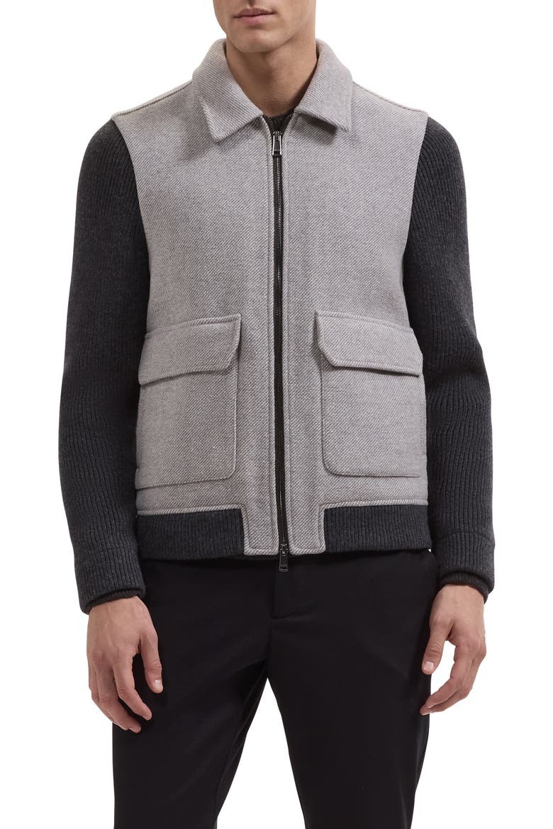 Hybrid Knit Blouson Jacket, Main, color, GRAPHITE