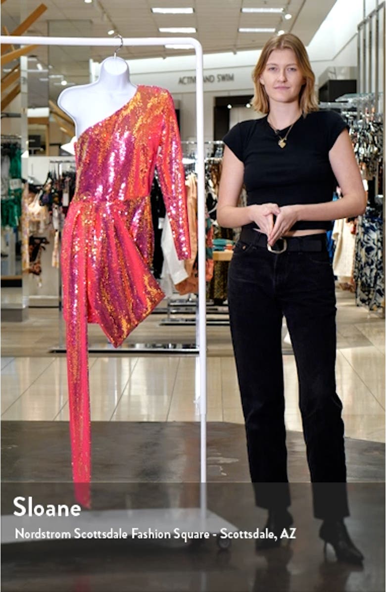 Celina Sequin Drape One-Shoulder Minidress, sales video thumbnail