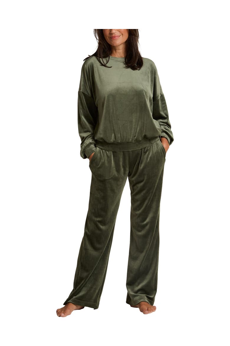 Velvet Long-Sleeve Pyjama Set, Main, color, Climbing Ivy