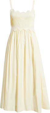 MOON RIVER Embroidered Sleeveless Cotton Midi Dress