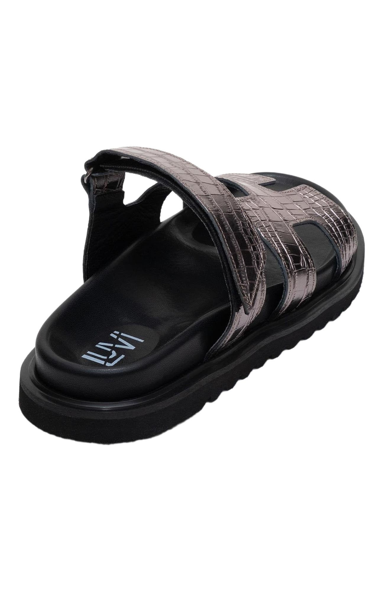 Loana Leather Slide Sandal, Alternate, color, Platinum Leather
