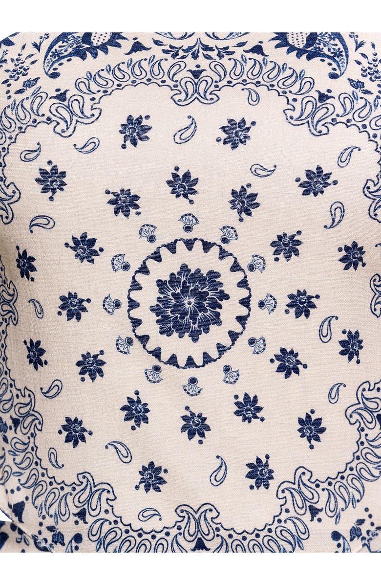 Agua Bendita Indira Atma Placement Print Stretch Cotton Cover-Up Sundress, Alternate, color, Blue/ Cream