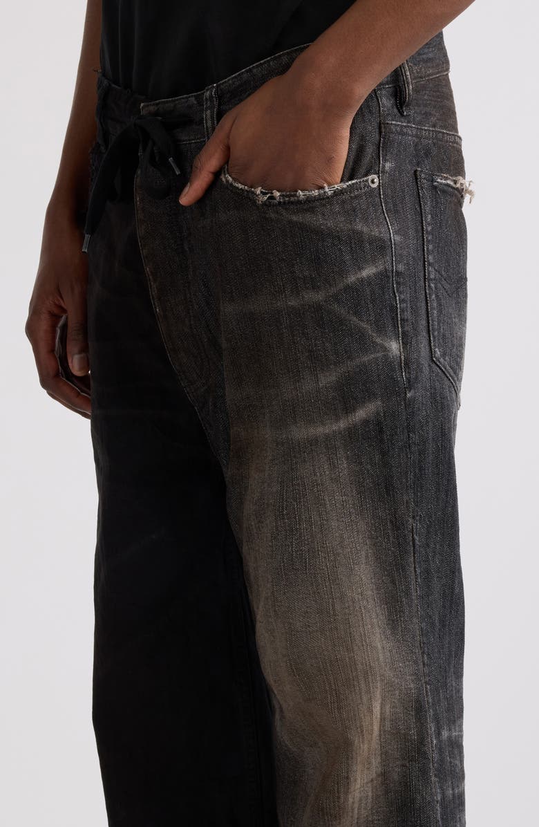 Balenciaga 50-50 Denim Wide Leg Jeans, Alternate, color, Light Black