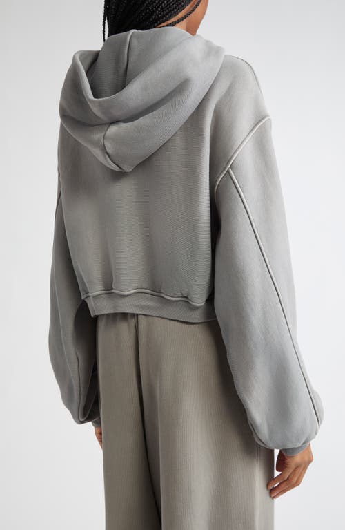 Alexander Wang Oversize Crop Full Zip Hoodie In Gray
