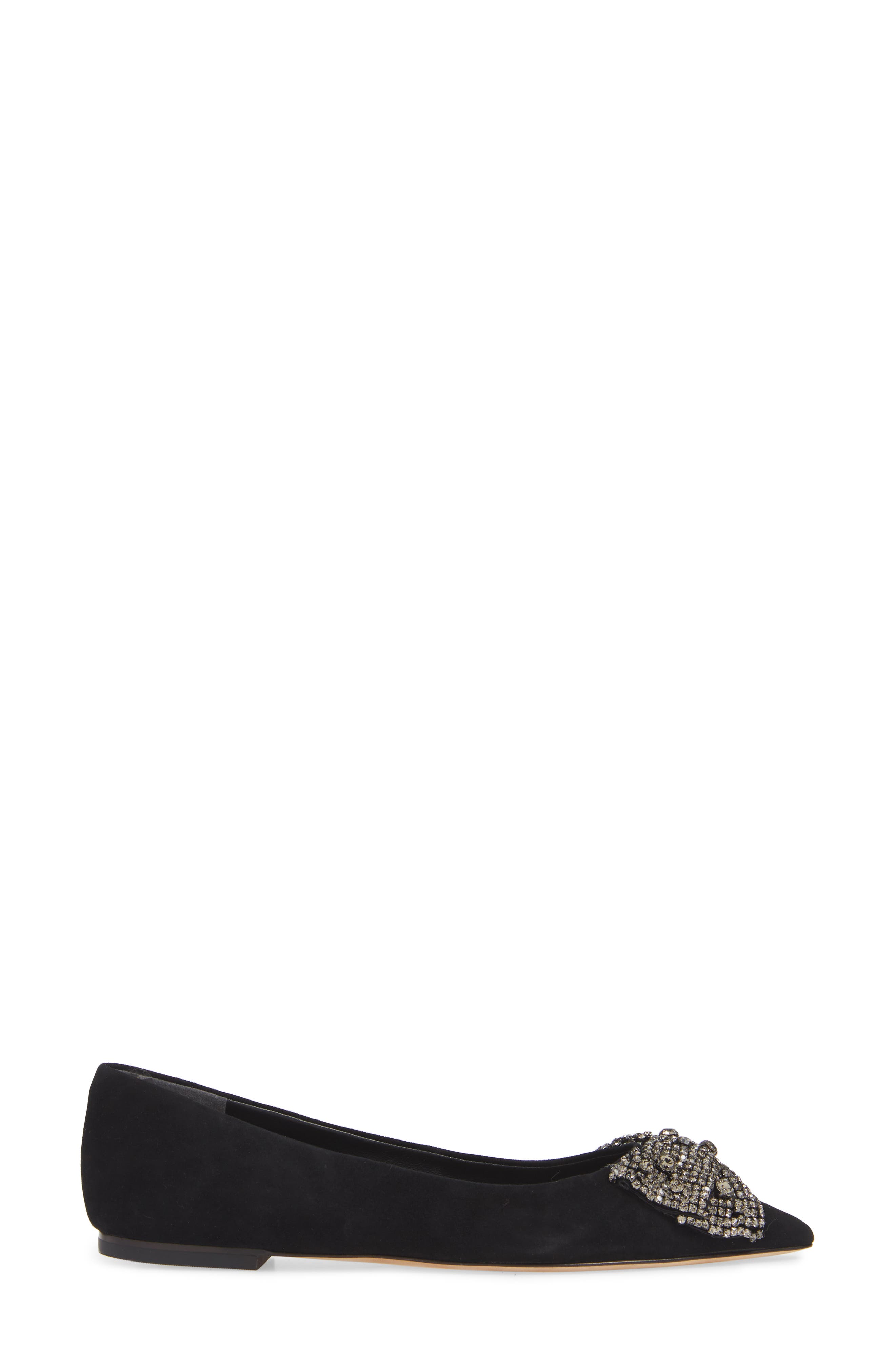 Esme Crystal Bow Flat, Alternate, color, PERFECT BLACK/ BLACK DIAMOND