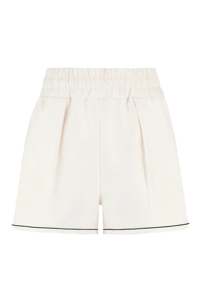 Melanie Satin Shorts with Piping, Alternate, color, Off White