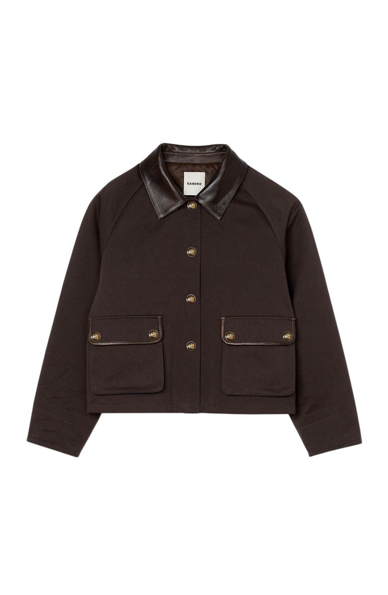 SANDRO Gabardine coat, Alternate, color, Brown