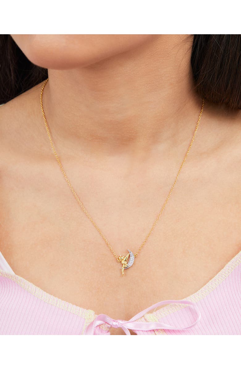 Disney Tinker Bell On The Moon Pendant Necklace, 18-inch, Alternate, color, Gold, Silver