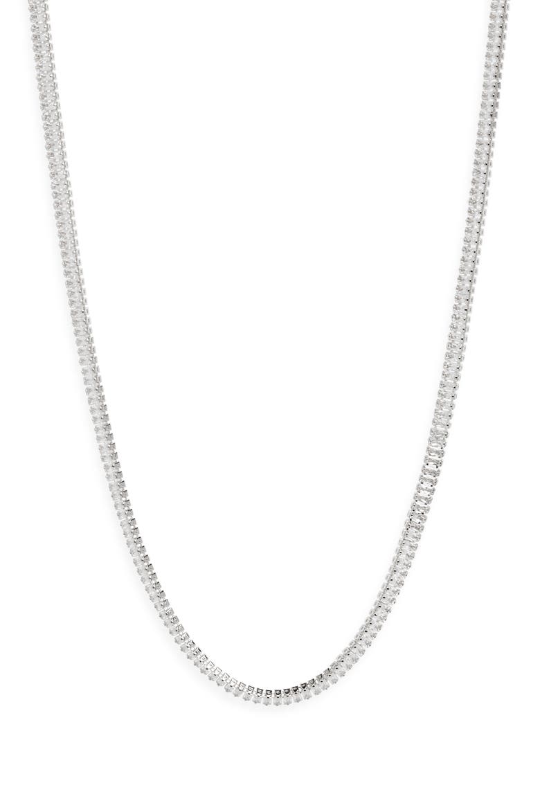 Baguette Cubic Zirconia Tennis Necklace, Main, color, CLEAR- SILVER