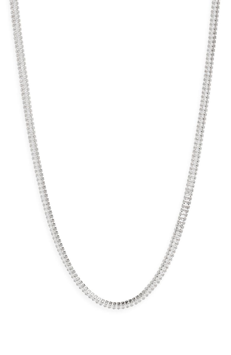 Nordstrom Baguette Cubic Zirconia Tennis Necklace, Main, color, Clear- Silver