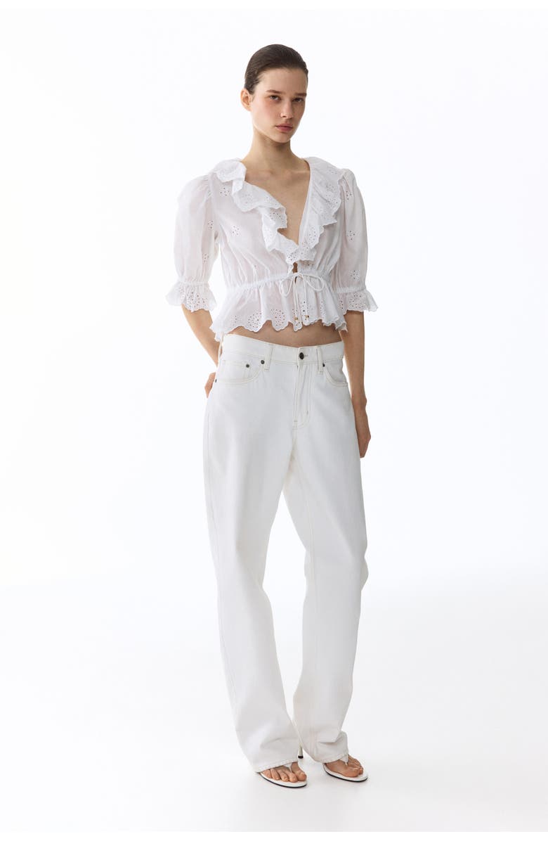 H&M Broderie Anglaise Cotton Blouse, Alternate, color, White