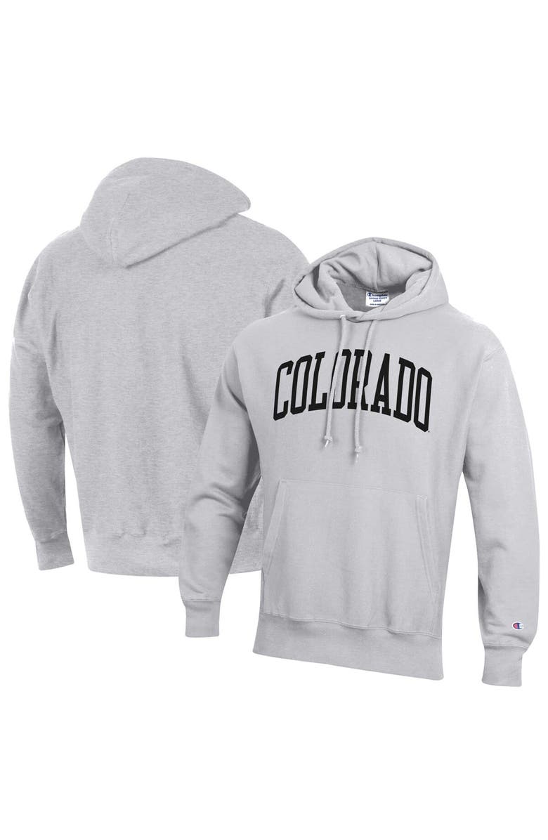 Champion Men's Champion Heathered Gray Colorado Buffaloes Team Arch Reverse Weave Pullover Hoodie, Main, color, Heather Gray