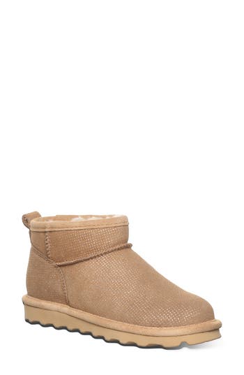 Bearpaw Leopard Print Genuine Shearling Lined Bootie In Brown