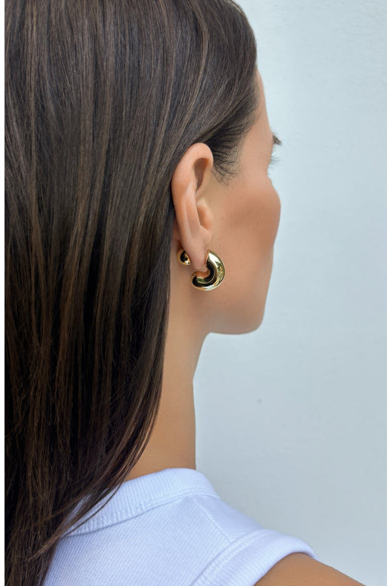 14K Gold Plated Front/Back Hoop Earrings, Alternate, color, GOLD