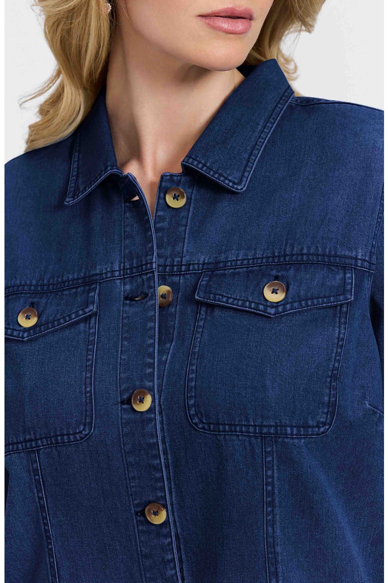 Stella Belted Denim Utility Jacket, Alternate, color, DARK WASH