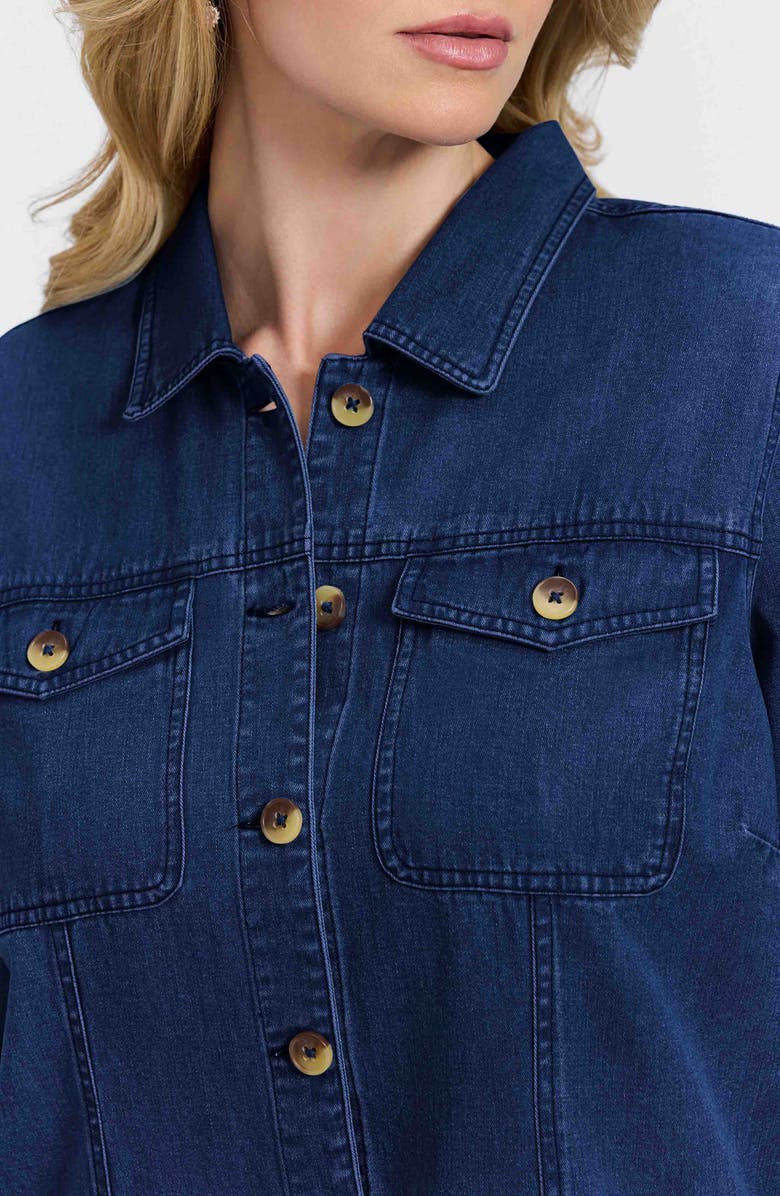 Foxcroft Stella Belted Denim Utility Jacket, Alternate, color, Dark Wash